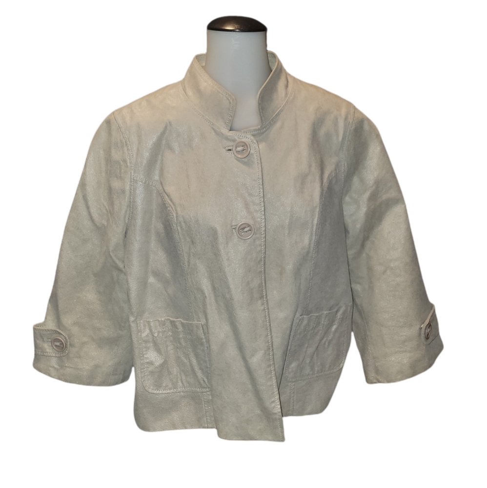 XL Ashley B leather three quarter sleeve jacket